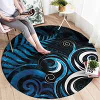 New Zealand Sea Week Round Carpet Maori Wave Pattern Ocean Blue LT05 - Polynesian Pride