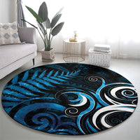 New Zealand Sea Week Round Carpet Maori Wave Pattern Ocean Blue LT05 - Polynesian Pride
