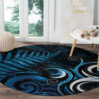 New Zealand Sea Week Round Carpet Maori Wave Pattern Ocean Blue LT05 - Polynesian Pride