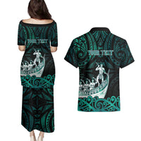 Personalised New Zealand Waka Racing Couples Matching Puletasi and Hawaiian Shirt Maori Warriors LT05 - Polynesian Pride