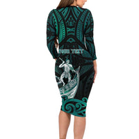Personalised New Zealand Waka Racing Family Matching Long Sleeve Bodycon Dress and Hawaiian Shirt Maori Warriors LT05 - Polynesian Pride