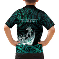 Personalised New Zealand Waka Racing Family Matching Off The Shoulder Long Sleeve Dress and Hawaiian Shirt Maori Warriors