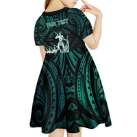 Personalised New Zealand Waka Racing Kid Short Sleeve Dress Maori Warriors LT05 - Polynesian Pride