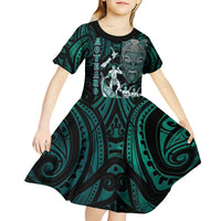 Personalised New Zealand Waka Racing Kid Short Sleeve Dress Maori Warriors LT05 - Polynesian Pride