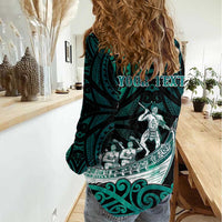 Personalised New Zealand Waka Racing Women Casual Shirt Maori Warriors LT05 - Polynesian Pride