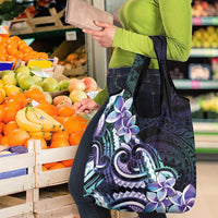 Polynesian Art Tattoo Grocery Bag Plumeria Flowers Turquoise Gradient LT05 - Polynesian Pride