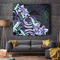 Polynesian Art Tattoo Tapestry Plumeria Flowers Turquoise Gradient