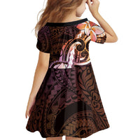 Polynesian Art Tattoo Family Matching Mermaid Dress and Hawaiian Shirt Plumeria Flowers Peach Gradient