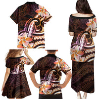 Polynesian Art Tattoo Family Matching Puletasi and Hawaiian Shirt Plumeria Flowers Peach Gradient LT05 - Polynesian Pride
