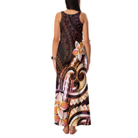 Polynesian Art Tattoo Family Matching Tank Maxi Dress and Hawaiian Shirt Plumeria Flowers Peach Gradient