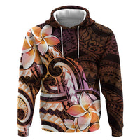 Polynesian Art Tattoo Hoodie Plumeria Flowers Peach Gradient