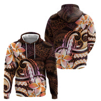 Polynesian Art Tattoo Hoodie Plumeria Flowers Peach Gradient