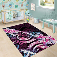 Polynesian Art Tattoo Area Rug Plumeria Flowers Pink Gradient LT05 - Polynesian Pride