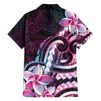 Polynesian Art Tattoo Family Matching Long Sleeve Bodycon Dress and Hawaiian Shirt Plumeria Flowers Pink Gradient LT05 - Polynesian Pride