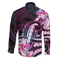 Polynesian Art Tattoo Family Matching Short Sleeve Bodycon Dress and Hawaiian Shirt Plumeria Flowers Pink Gradient LT05 - Polynesian Pride