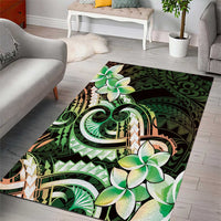Polynesian Art Tattoo Area Rug Plumeria Flowers Green Gradient LT05 - Polynesian Pride
