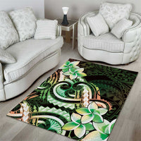 Polynesian Art Tattoo Area Rug Plumeria Flowers Green Gradient LT05 - Polynesian Pride