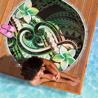 Polynesian Art Tattoo Beach Blanket Plumeria Flowers Green Gradient