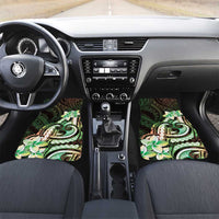 Polynesian Art Tattoo Car Mats Plumeria Flowers Green Gradient