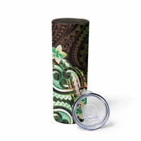 Polynesian Art Tattoo Skinny Tumbler Plumeria Flowers Green Gradient LT05 - Polynesian Pride