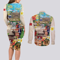 Samoa Culture Couples Matching Long Sleeve Bodycon Dress and Long Sleeve Button Shirt Embracing The Spirit