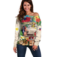 Samoa Culture Off Shoulder Sweater Embracing The Spirit LT05 Women Beige - Polynesian Pride