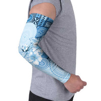Hawaii Tapa Pattern With Blue Hibiscus Arm Sleeves LT05 - Polynesian Pride