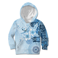 Hawaii Tapa Pattern With Blue Hibiscus Kid Hoodie