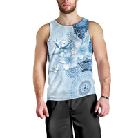 Hawaii Tapa Pattern With Blue Hibiscus Men Tank Top