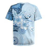 Hawaii Tapa Pattern With Blue Hibiscus Rugby Jersey