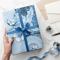 Hawaii Tapa Pattern With Blue Hibiscus Wrapping Paper - Polynesian Pride