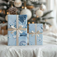 Hawaii Tapa Pattern With Blue Hibiscus Wrapping Paper - Polynesian Pride