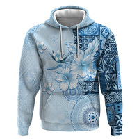 Hawaii Tapa Pattern With Blue Hibiscus Zip Hoodie