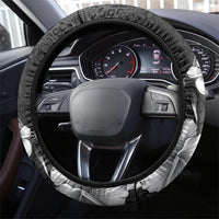 Hawaii Tapa Pattern With Black Hibiscus Steering Wheel Cover