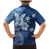 Hawaii Tapa Pattern With Navy Hibiscus Family Matching Mermaid Dress and Hawaiian Shirt