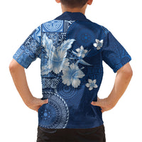 Hawaii Tapa Pattern With Navy Hibiscus Family Matching Tank Maxi Dress and Hawaiian Shirt LT05 - Polynesian Pride