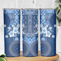 Hawaii Tapa Pattern With Navy Hibiscus Skinny Tumbler