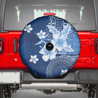 Hawaii Tapa Pattern With Navy Hibiscus Spare Tire Cover