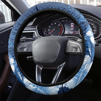 Hawaii Tapa Pattern With Navy Hibiscus Steering Wheel Cover