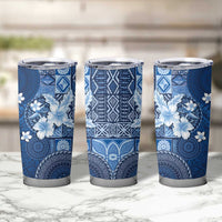 Hawaii Tapa Pattern With Navy Hibiscus Tumbler Cup