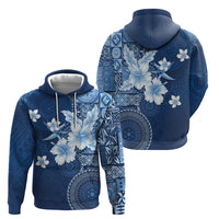 Hawaii Tapa Pattern With Navy Hibiscus Zip Hoodie