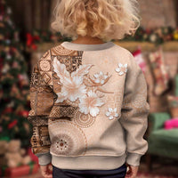 Hawaii Tapa Pattern With Brown Hibiscus Kid Ugly Christmas Sweater