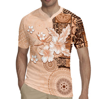 Hawaii Tapa Pattern With Brown Hibiscus Rugby Jersey