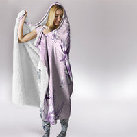 Hawaii Tapa Pattern With Violet Hibiscus Hooded Blanket