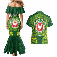 Personalized American Samoa Manua Cession Day Couples Matching Mermaid Dress and Hawaiian Shirt Up Up The Moa LT05 - Polynesian Pride