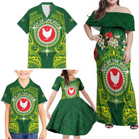 Personalized American Samoa Manua Cession Day Family Matching Off Shoulder Maxi Dress and Hawaiian Shirt Up Up The Moa