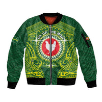 Personalized American Samoa Manua Cession Day Sleeve Zip Bomber Jacket Up Up The Moa LT05 Unisex Green - Polynesian Pride