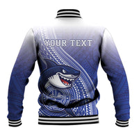 Personalized Samoana High School Baseball Jacket Polynesian Tribal Shark