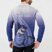 Personalized Samoana High School Button Sweatshirt Polynesian Tribal Shark