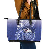 Samoana High School Leather Tote Bag Polynesian Tribal Shark